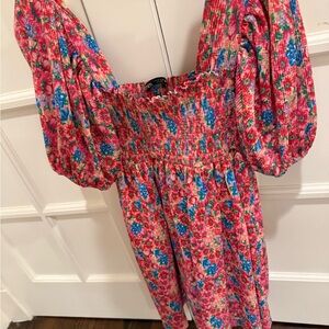 Zara Smocked Dress with Puff Sleeves